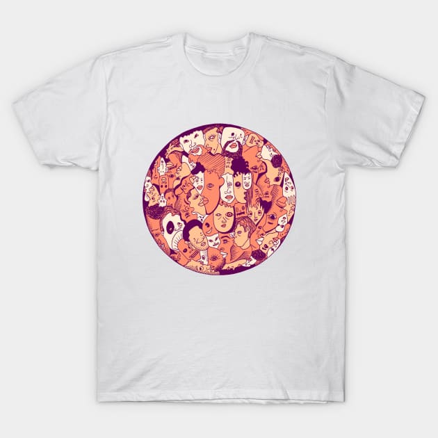 Peach Many Faces T-Shirt by kenallouis